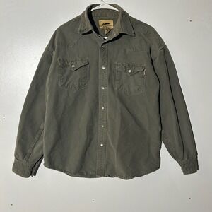 KILIMANJARO Travellers Supply Co 100% Cotton Button Up Green Shirt Men's Large